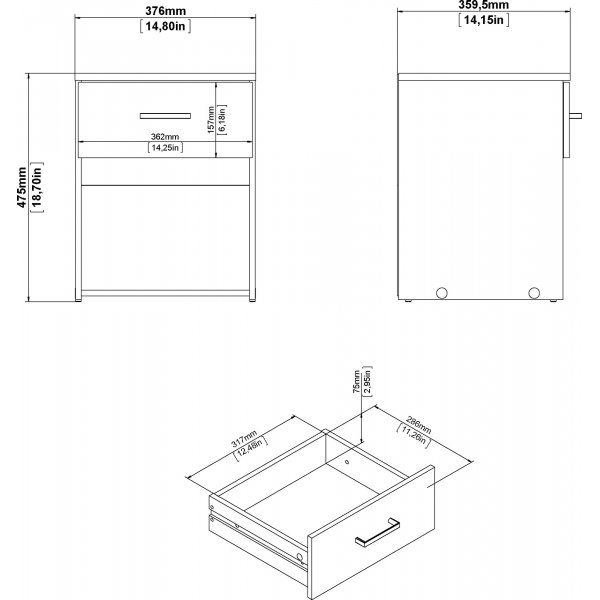Space Nachttisch - Weiß Space Nachttisch - Weiß