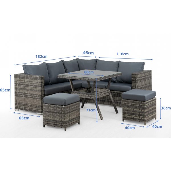 Riviera-Auengruppe aus grauem synthetischem Rattan