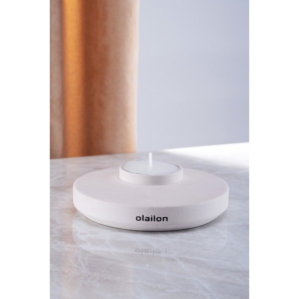 Space Teelichthalter mit Kerze - Beige Space Teelichthalter mit Kerze - Beige