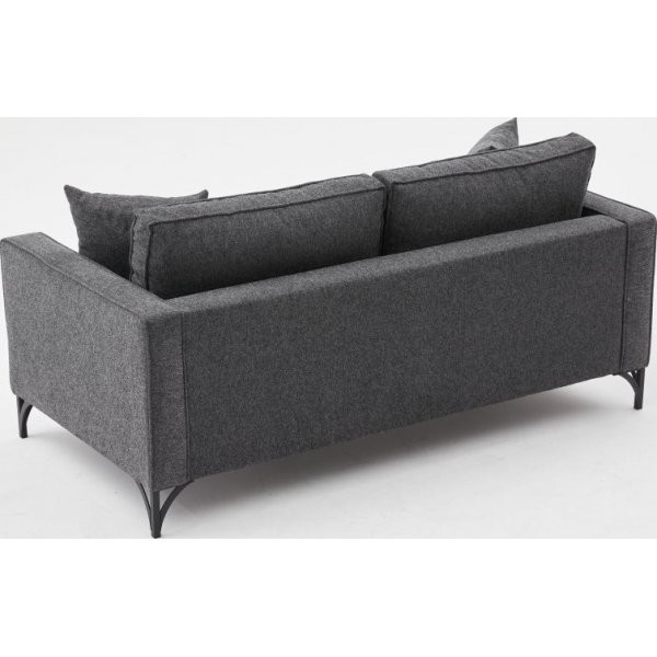 Berlin 2-Sitzer Sofa - Anthrazit/Schwarz