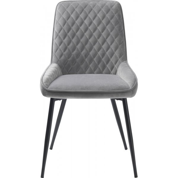 Carina-Stuhl aus grauem Samt mit Rautenmuster