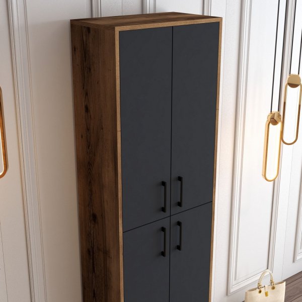 Berliner Schuhschrank - Nussbaum/anthrazit Berliner Schuhschrank - Nussbaum/anthrazit