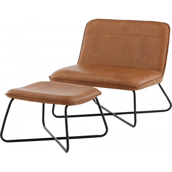 Laxa Sessel mit Fuhocker - Braun/Schwarz