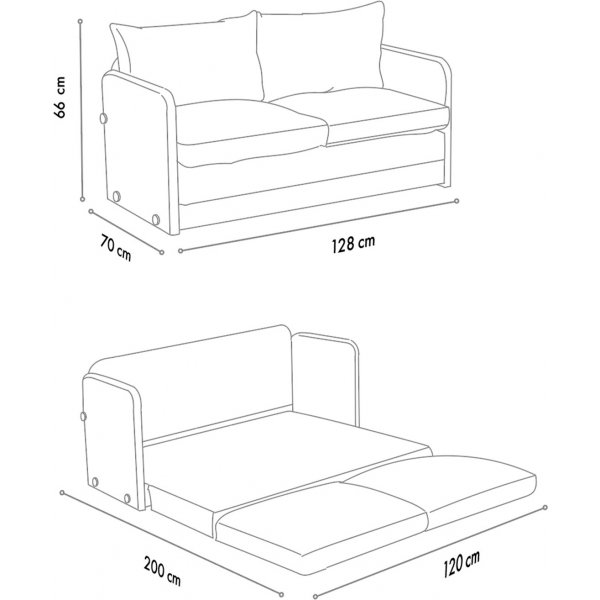 Saga 2-Sitzer-Schlafsofa - Creme