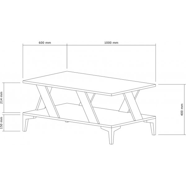 Tabla Couchtisch 100 x 40 cm - Anthrazit/Walnuss