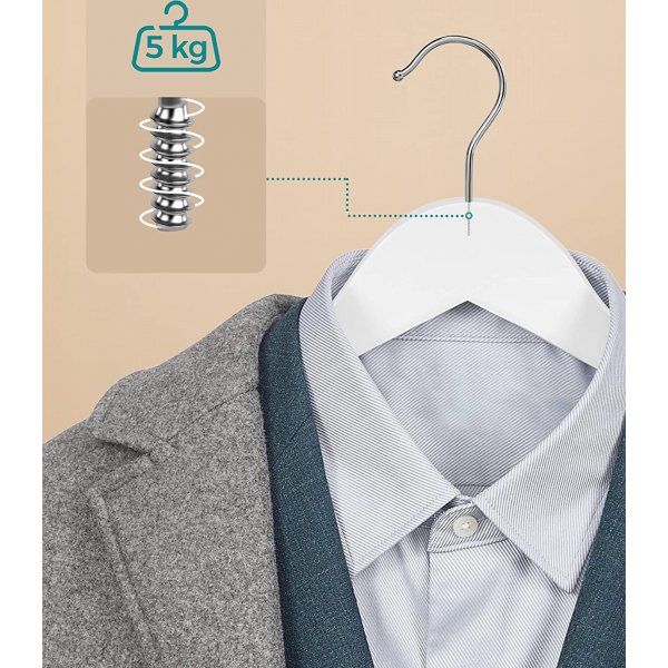 Kleiderbügel, Holz, 44,5 cm, 30er-Pack - Weiß Kleiderbügel, Holz, 44,5 cm, 30er-Pack - Weiß