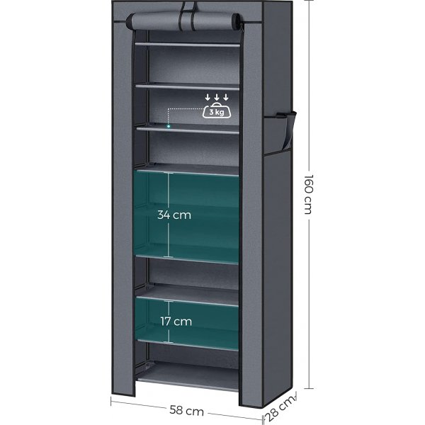 Kaspian Schuhregal 58 cm - Grau