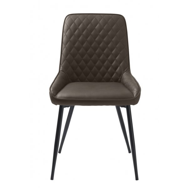 Carina-Stuhl aus PU im Vintage-Braun mit Rautenmuster