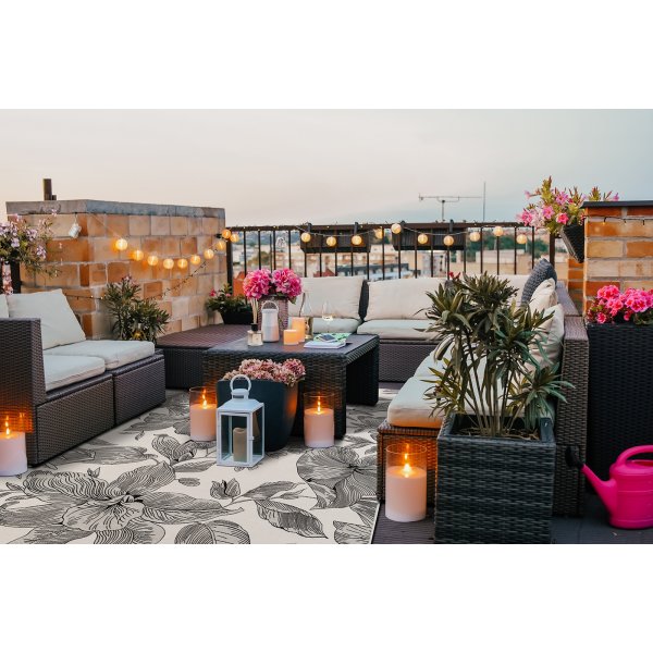 Domani Flower flach gewebter Teppich Weiß Domani Flower flach gewebter Teppich Weiß