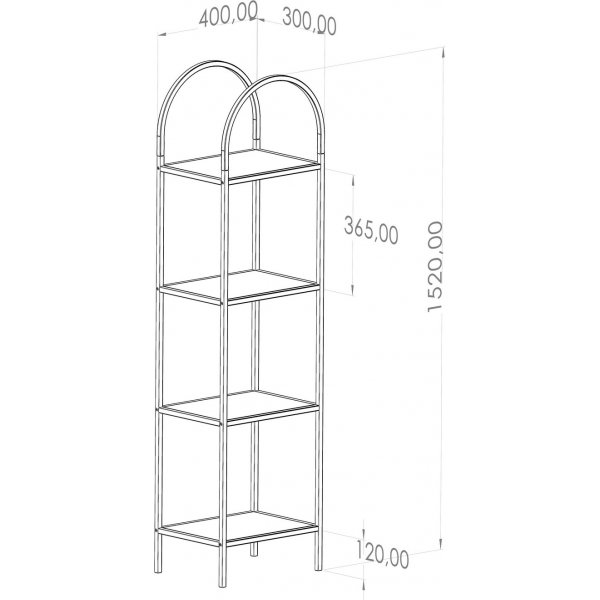 Mona B�cherregal 40 x 30 x 152 cm - Schwarz