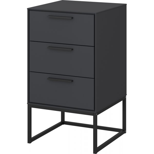Schmaler Nachttisch 3 - Grau/Schwarz