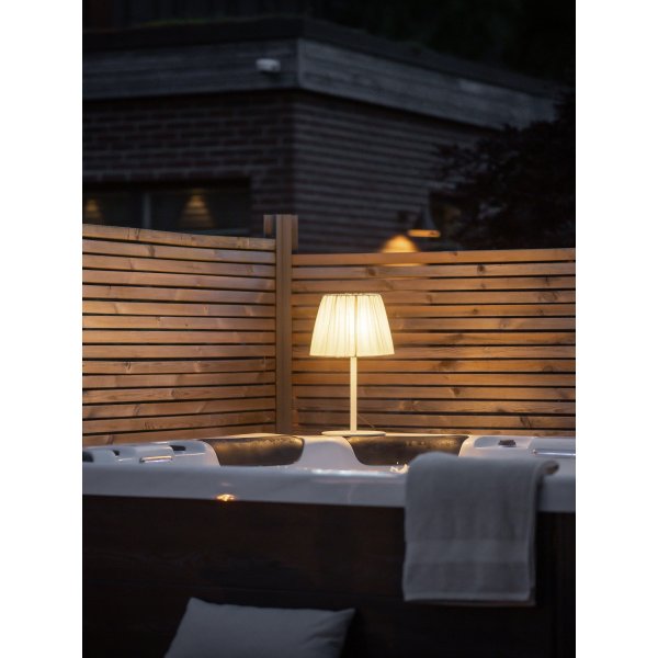 Tischleuchte Agnar fr den Auenbereich mit plissiertem Schirm - Beige/Wei - 57 cm