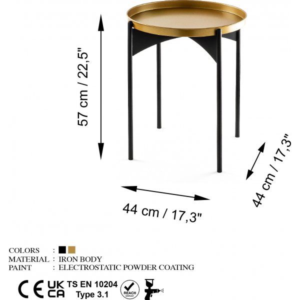 Vela 2 Beistelltische - Schwarz/Gold Vela 2 Beistelltische - Schwarz/Gold