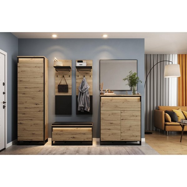 Quant Dielenbank 92 cm - Artisan-Eiche/Schwarz