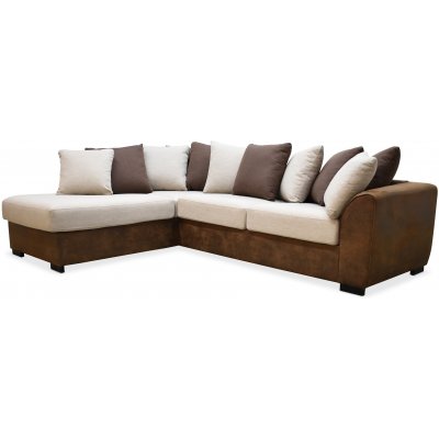 Delux Sofa mit offenem Ende links - Braun/Beige/Vintage + Mbelpflegeset fr Textilien