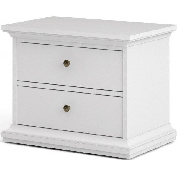 Pariser Nachttisch mit 2 Schubladen - Weiß Pariser Nachttisch mit 2 Schubladen - Weiß