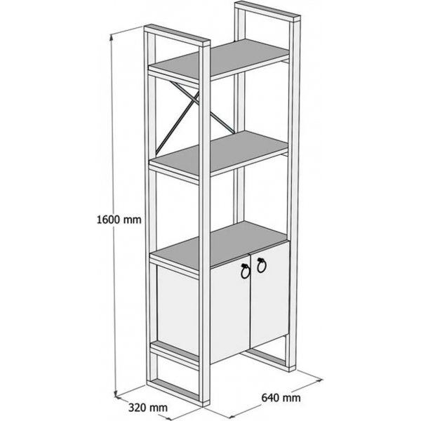 Bcherregal Milena - Eiche Saphir/schwarz
