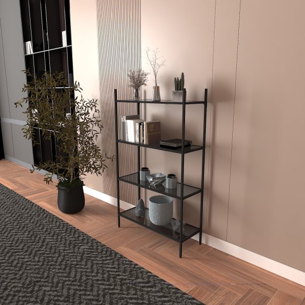 Marta B�cherregal - Schwarz/Rauchglas