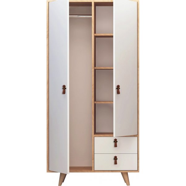 Musso Kleiderschrank 100x52x190 cm - Eiche/Wei�