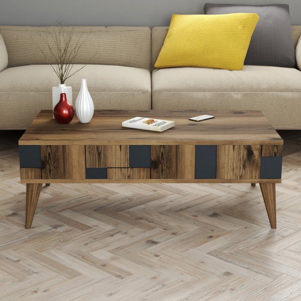 Madrid Couchtisch 105 x 60 cm - Nussbaum/Anthrazit