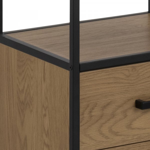 Seaford B�cherregal 42x185 cm - Schwarz/Eiche