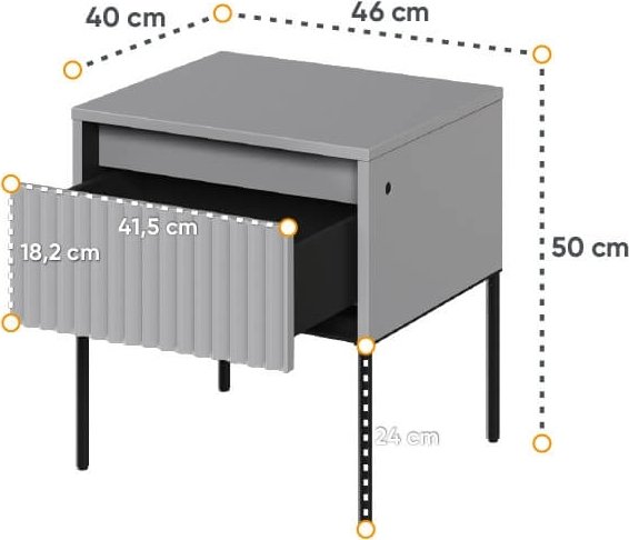 Trend-Nachttisch - Grau/Schwarz