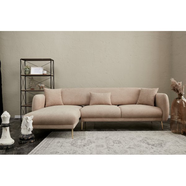 Simena Diwansofa links - Beige/Gold Simena Diwansofa links - Beige/Gold