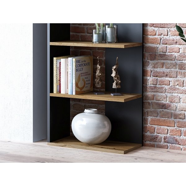 Eckbcherregal - Wotan Eiche/schwarz