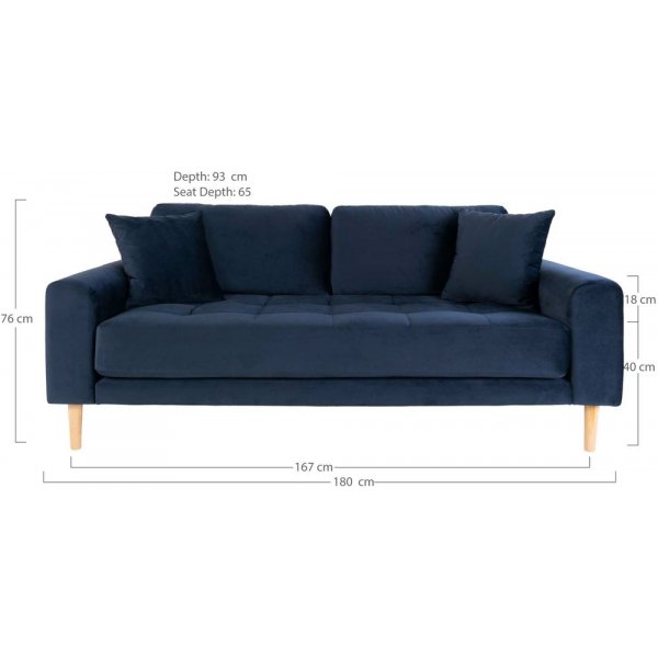 Lido 2,5-Sitzer-Sofa - Dunkelblauer Samt
