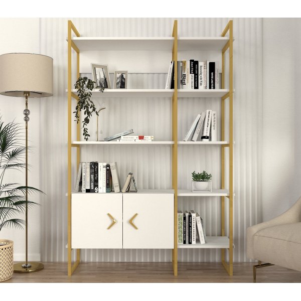 Santana B�cherregal - Wei�/Gold