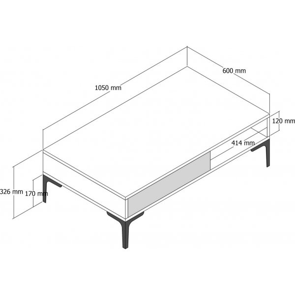Istanbul Couchtisch 105 x 60 cm - Nussbaum/wei