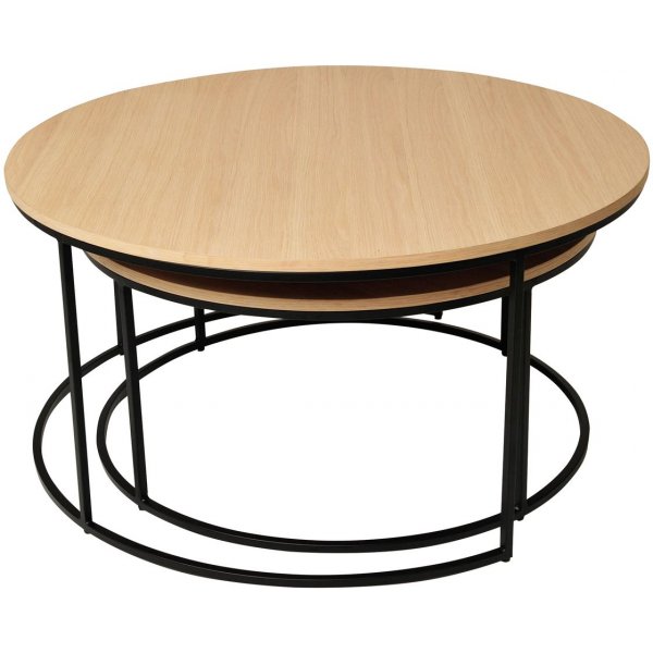 Muran Couchtisch-Set 90/75 cm - Wei pigmentierte Eiche