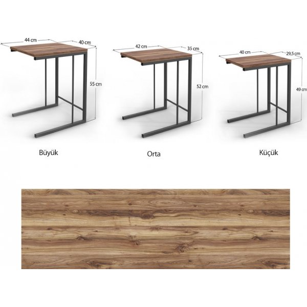 Giga-Tisch 40/42/44x29,5/35/40 cm - Schwarz