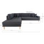 Lido Ecksofa mit offenem Ende - Dunkelgrau
