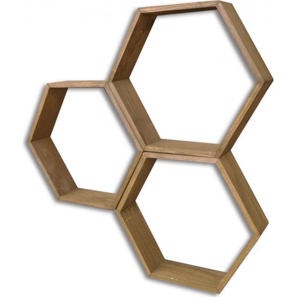 Hex Wandregal - Nussbaum