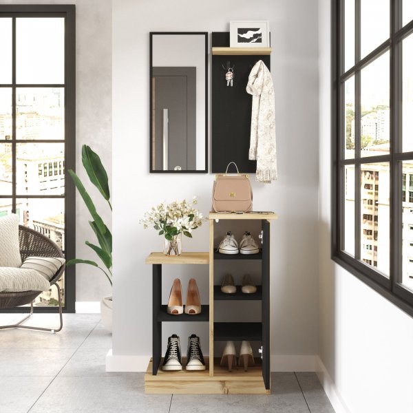 Dielenm�bel Charlotte - Nussbaum/schwarz