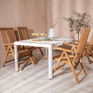 Togo Outdoor-Essgruppe mit 4 Kenya-Sthlen - Teak/Wei