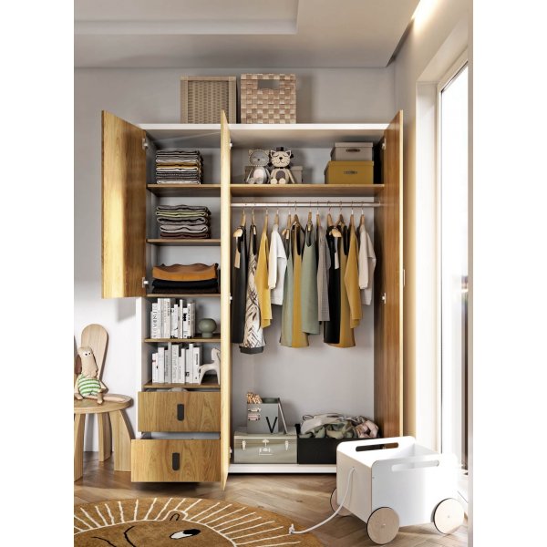 Simi Kleiderschrank 150 cm - Hickory/wei