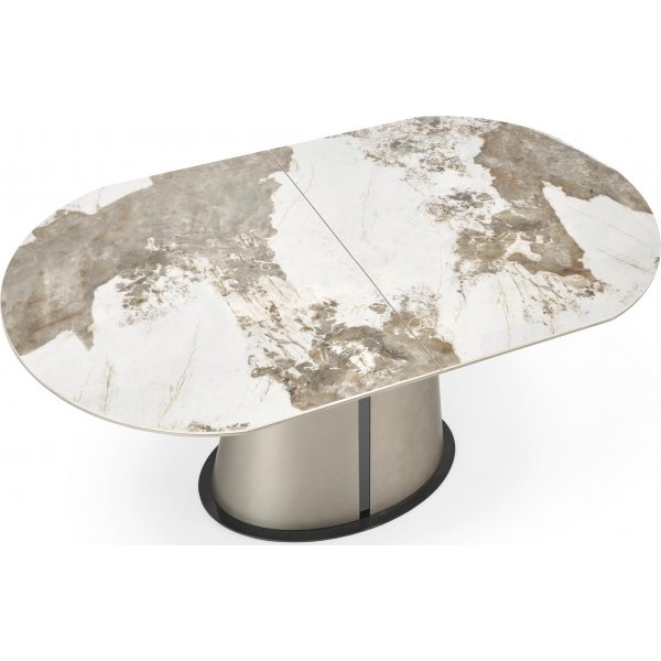 Robinson Esstisch 160-200 x 90 cm - Beiger Marmor/Cappuccino/Schwarz Robinson Esstisch 160-200 x 90 cm - Beiger Marmor/Cappuccino/Schwarz