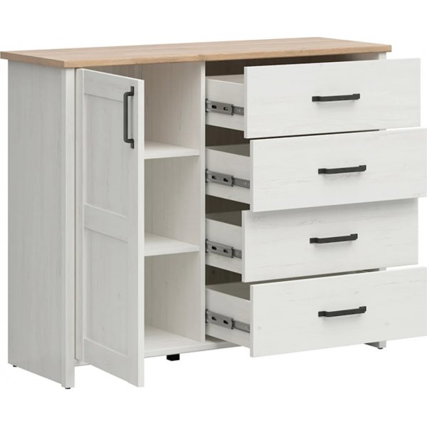 Loksa Kommode 120 cm - Weißkiefer/Eiche Loksa Kommode 120 cm - Weißkiefer/Eiche