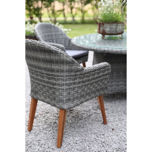 Jacksonville Speisegruppe im Freien; Runder Tisch 110 cm inkl. 4 Sessel Valetta Kunstrattan grau Jacksonville Speisegruppe im Freien; Runder Tisch 110 cm inkl. 4 Sessel Valetta Kunstrattan grau