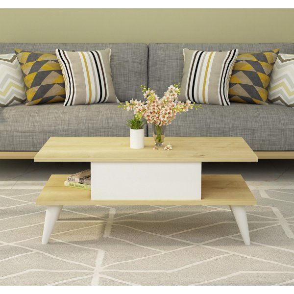 Beta Couchtisch - Eiche Saphir/wei