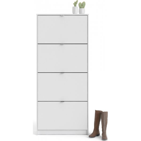 Schuhe tiefer Schuhschrank mit 4 Fächern - Weiß Schuhe tiefer Schuhschrank mit 4 Fächern - Weiß