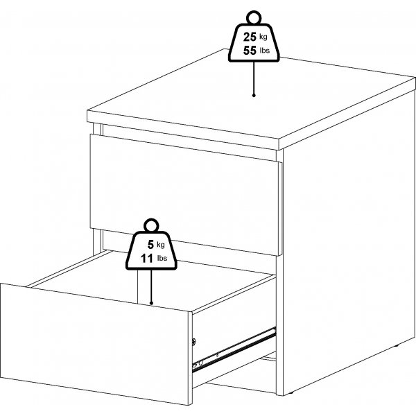 Naia Nachttisch 2 - Weiße Asche Naia Nachttisch 2 - Weiße Asche
