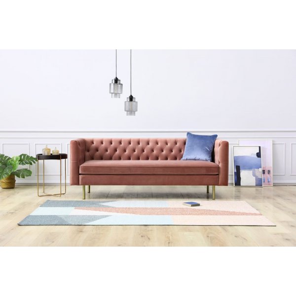 Toto 3-Sitzer-Sofa in Rosa mit goldenen Beinen