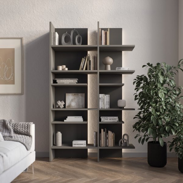 Tiefes Regal mit LED-Beleuchtung links - Grau Tiefes Regal mit LED-Beleuchtung links - Grau