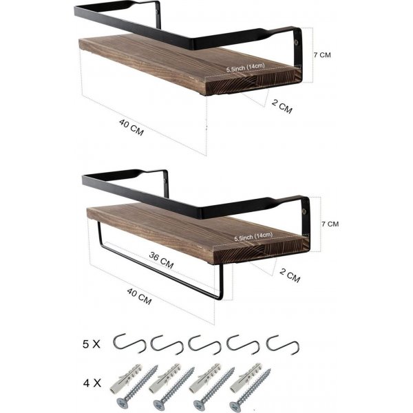 Walter Wandregal 40 cm - Schwarz/Walnuss