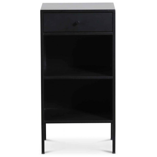 Dream Nachttisch aus Metallblech (H 70 cm) - Schwarz + Möbelfüße Dream Nachttisch aus Metallblech (H 70 cm) - Schwarz + Möbelfüße