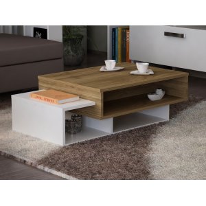 Tab Couchtisch 105 x 60 cm - Wei/Walnuss