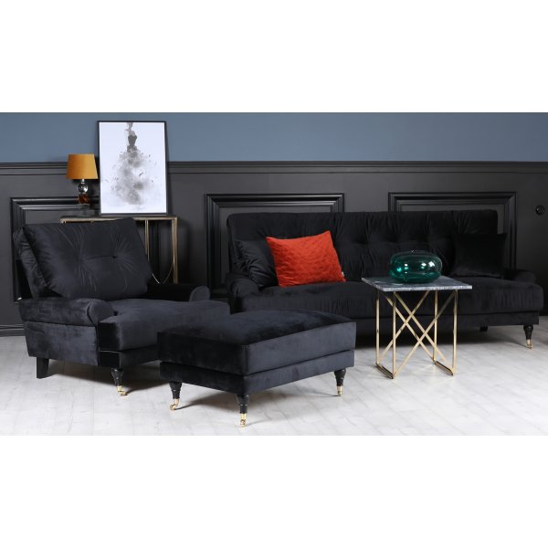 Adena Fuhocker XL - Schwarzer Samt